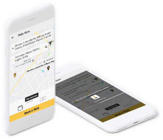 Home screen to book a ride(pickup and drop off location)